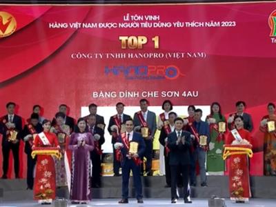 Hanopro (Việt Nam) được vinh danh Top 1 hàng Việt Nam được người tiêu dùng yêu thích